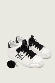 Elisabetta Franchi Bambina Sneaker Low Cut con Logo Cc F4A9-E0504-0092B092 IVO WHI/BL