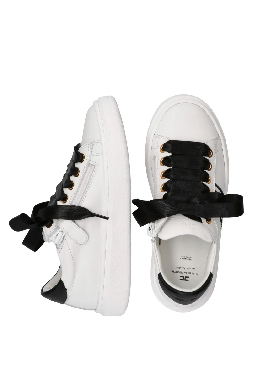 Elisabetta Franchi Bambina Sneaker Low Cut con Logo Cc F4A9-E0504-0092B092 IVO WHI/BL