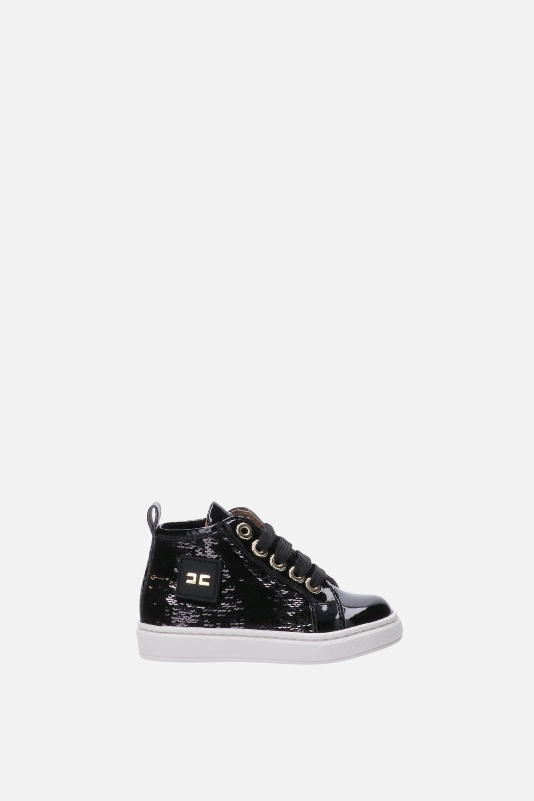 Elisabetta Franchi Bambina Sneakers Alte con Paillettes e Logo F1A9-E0659-1569999- NERO