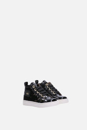Elisabetta Franchi Bambina Sneakers Alte con Paillettes e Logo F1A9-E0659-1569999- NERO