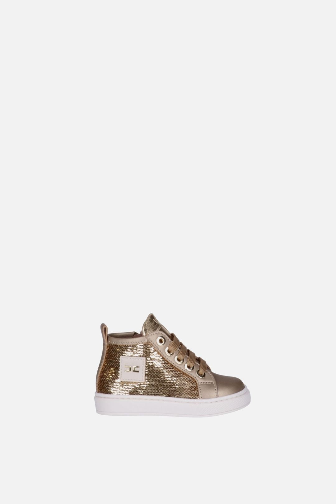 Elisabetta Franchi Bambina Sneakers Alte con Paillettes e Logo F1A9-E0661-0963511- ORO