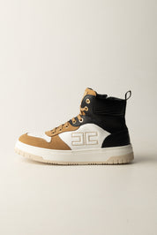 Elisabetta Franchi Bambina Sneakers Alte Multicolore In Pelle con Logo Laterale F4A9-E0350-1321A781 