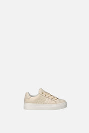 Elisabetta Franchi Bambina Sneakers Basse In Pelle con Monogramma Ricamato F4A9-E0682-1201138- MILK