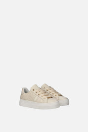 Elisabetta Franchi Bambina Sneakers Basse In Pelle con Monogramma Ricamato F4A9-E0682-1201138- MILK
