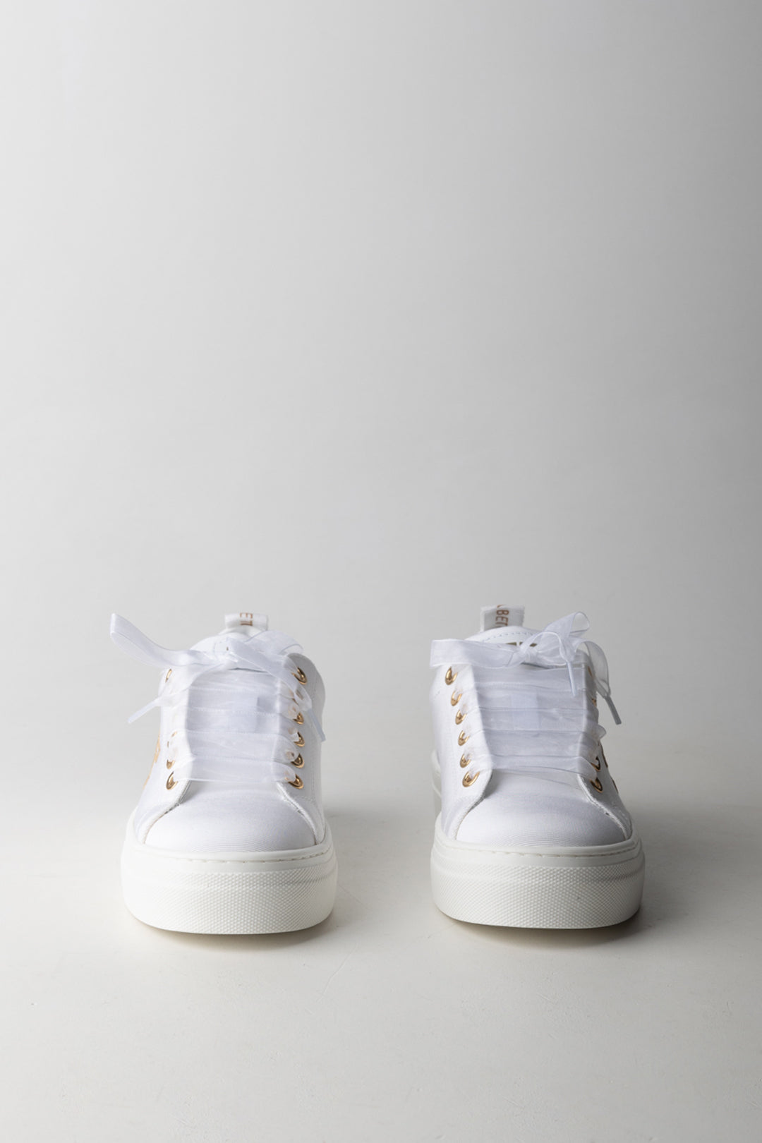 Elisabetta Franchi Bambina Sneakers Basse In Tessuto con Logo Ricamato F4A9-E0528-1256139- IVORY WHIT