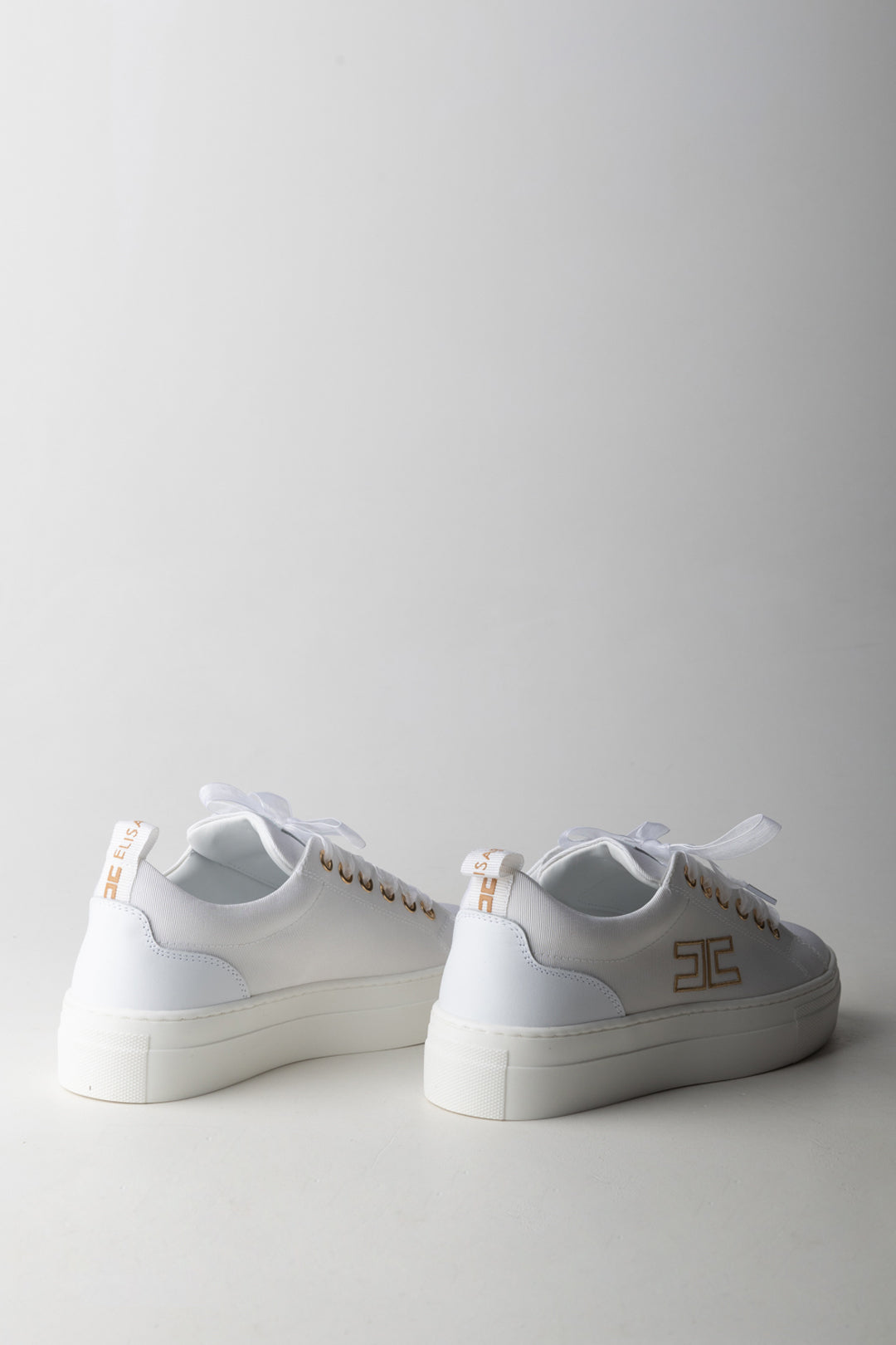 Elisabetta Franchi Bambina Sneakers Basse In Tessuto con Logo Ricamato F4A9-E0528-1256139- IVORY WHIT