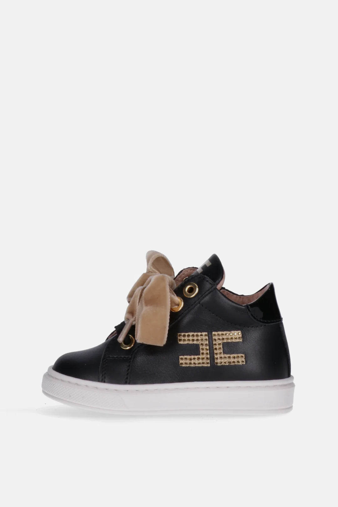 Elisabetta Franchi Bambina Sneakers con Doppio Laccio e Logo Strass BLACK