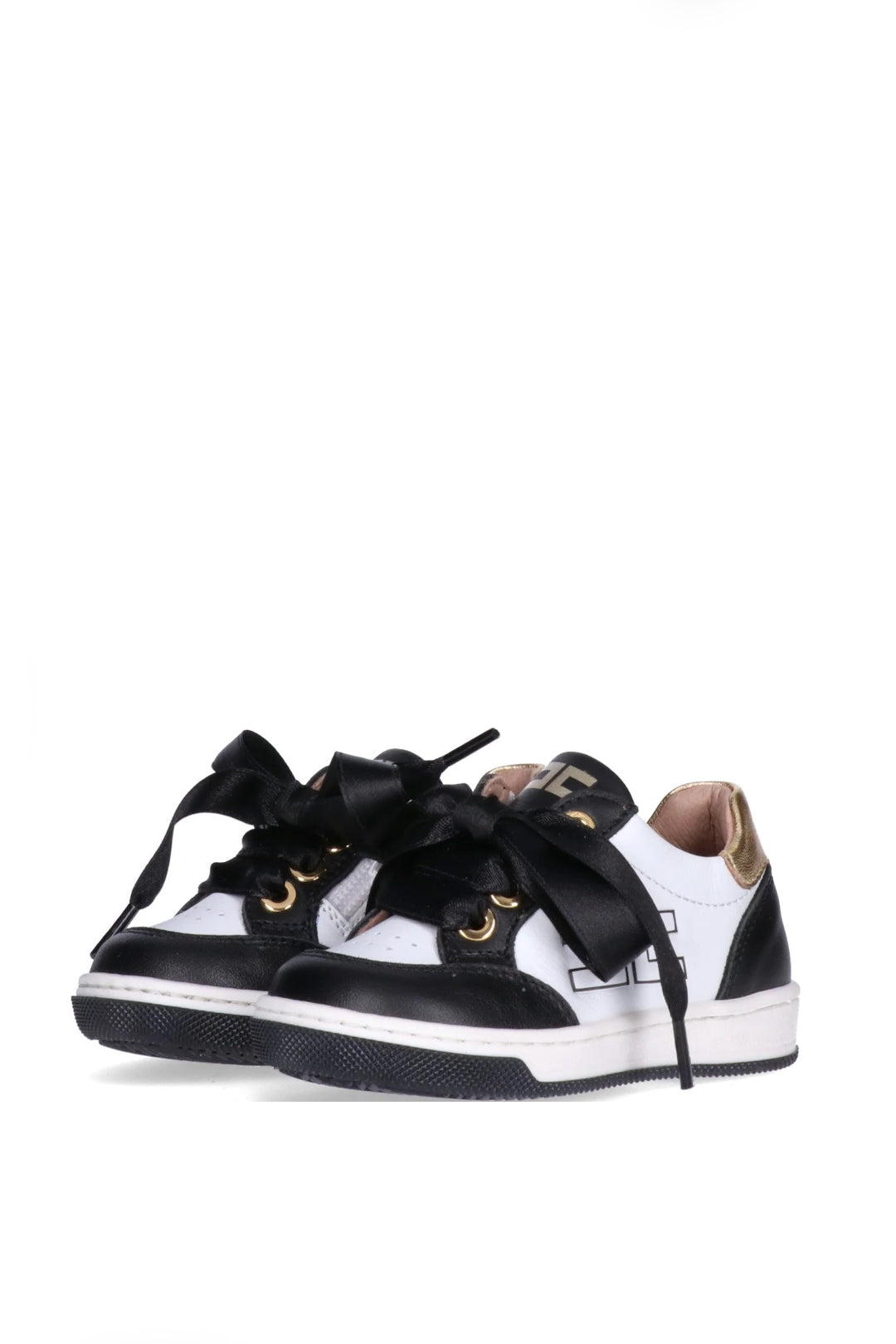 Elisabetta Franchi Bambina Sneakers con Tallone Laminato e Logo BLACK/IVORY
