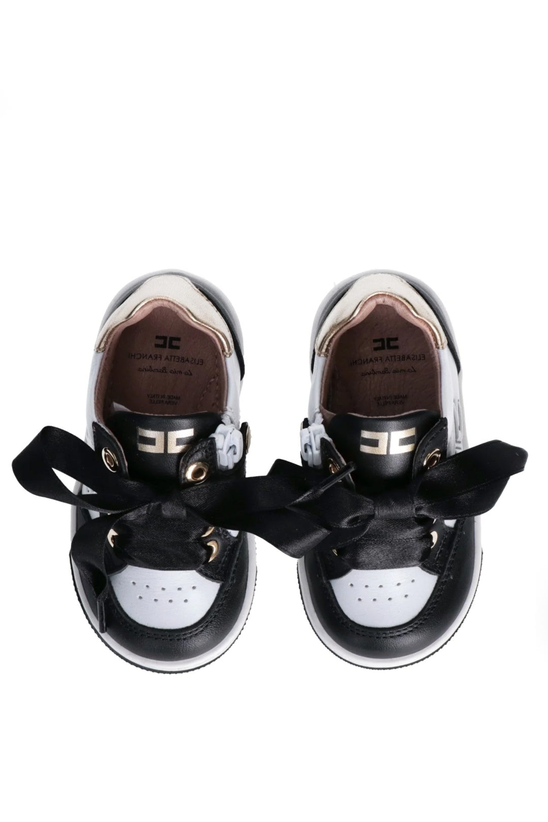 Elisabetta Franchi Bambina Sneakers con Tallone Laminato e Logo BLACK/IVORY