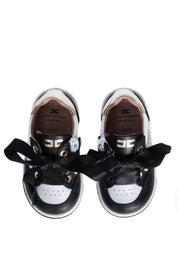 Elisabetta Franchi Bambina Sneakers con Tallone Laminato e Logo BLACK/IVORY