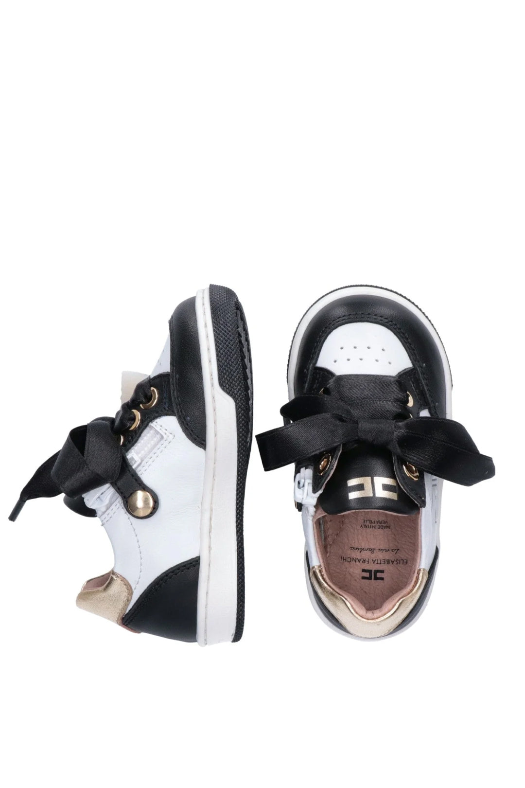 Elisabetta Franchi Bambina Sneakers con Tallone Laminato e Logo BLACK/IVORY