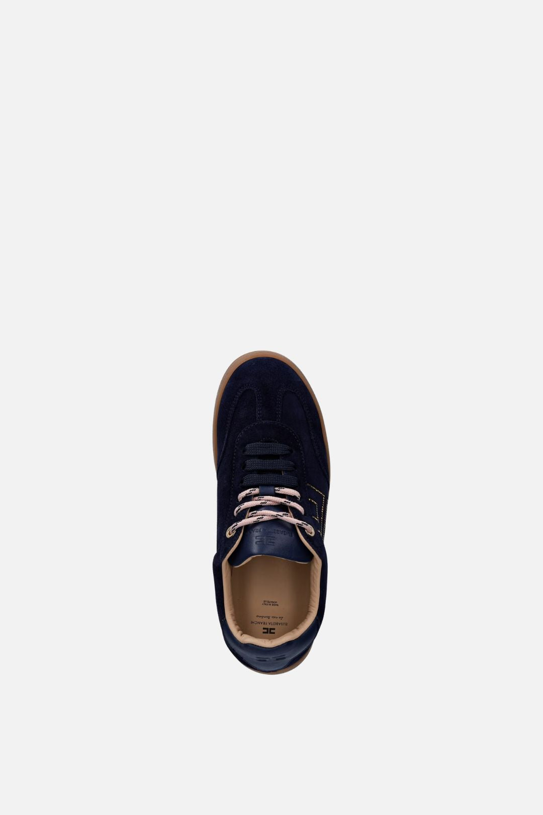 Elisabetta Franchi Bambina Sneakers In Pelle e Camoscio con Logo F4A9-E0665-0071816- BLU NOTTE