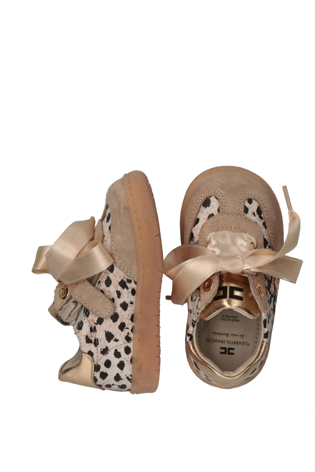 Elisabetta Franchi Bambina Sneakers Maculate con Dettagli Metal Golf F1A9-E0492-1917X673 BEIGE/GOLD