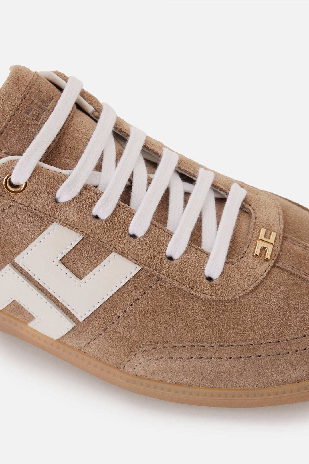 Elisabetta Franchi Sneakers Scamosciate con Logo Cc SA61G61E2 ARGILLA/AVORIO