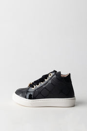 Elisabetta Franchi Bambina Sneakers Trapuntate con Logo e Lacci In Velluto F1A9-E0336-1849930- BLACK
