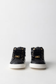 Elisabetta Franchi Bambina Sneakers Trapuntate con Logo e Lacci In Velluto F1A9-E0336-1849930- BLACK