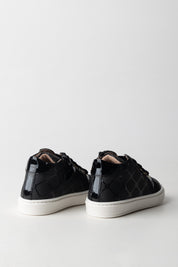 Elisabetta Franchi Bambina Sneakers Trapuntate con Logo e Lacci In Velluto F1A9-E0336-1849930- BLACK