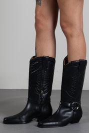 Patrizia Pepe Stivale Cowboy In Pelle con Ricamo 8Y0024 L048 NERO