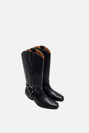 Patrizia Pepe Stivale Cowboy In Pelle con Ricamo 8Y0024 L048 NERO