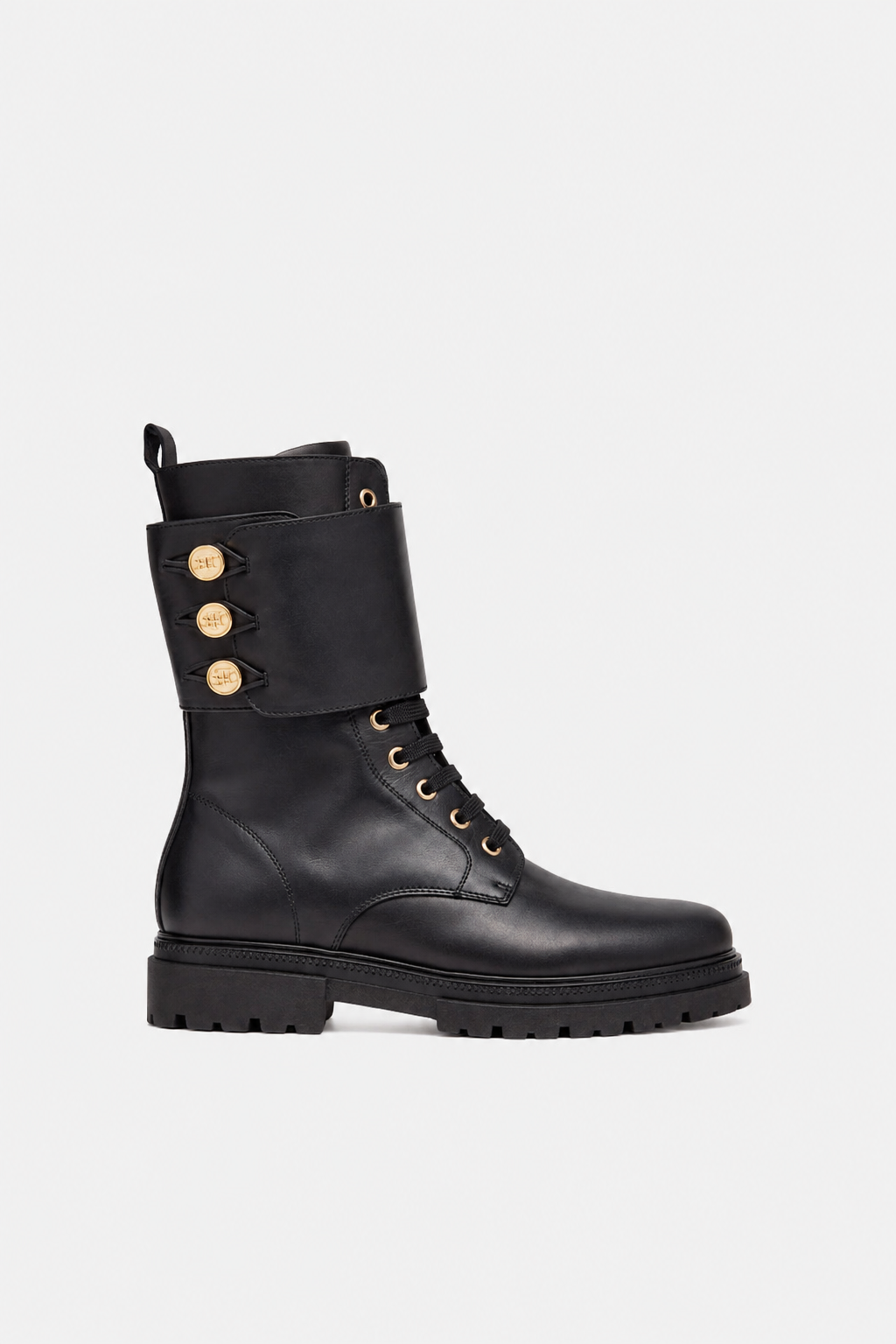 Elisabetta Franchi Bambina Stivaletti Anfibi con Bottoni Logo F4A5-E0707-1251999- NERO