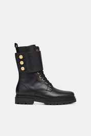 Elisabetta Franchi Bambina Stivaletti Anfibi con Bottoni Logo F4A5-E0707-1251999- NERO