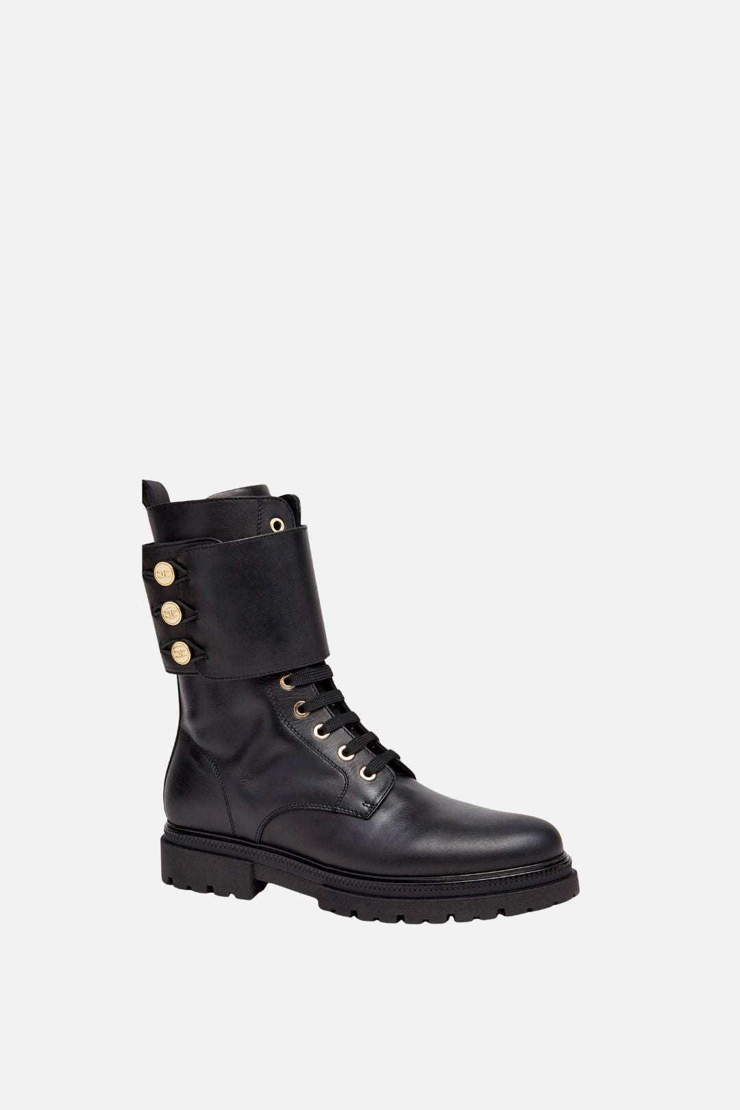 Elisabetta Franchi Bambina Stivaletti Anfibi con Bottoni Logo F4A5-E0707-1251999- NERO