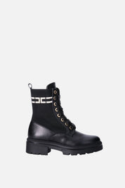 Elisabetta Franchi Bambina Stivaletti Anfibi con Logo a Contrasto F4A5-E0726-1316999- NERO
