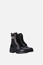 Elisabetta Franchi Bambina Stivaletti Anfibi con Logo a Contrasto F4A5-E0726-1316999- NERO