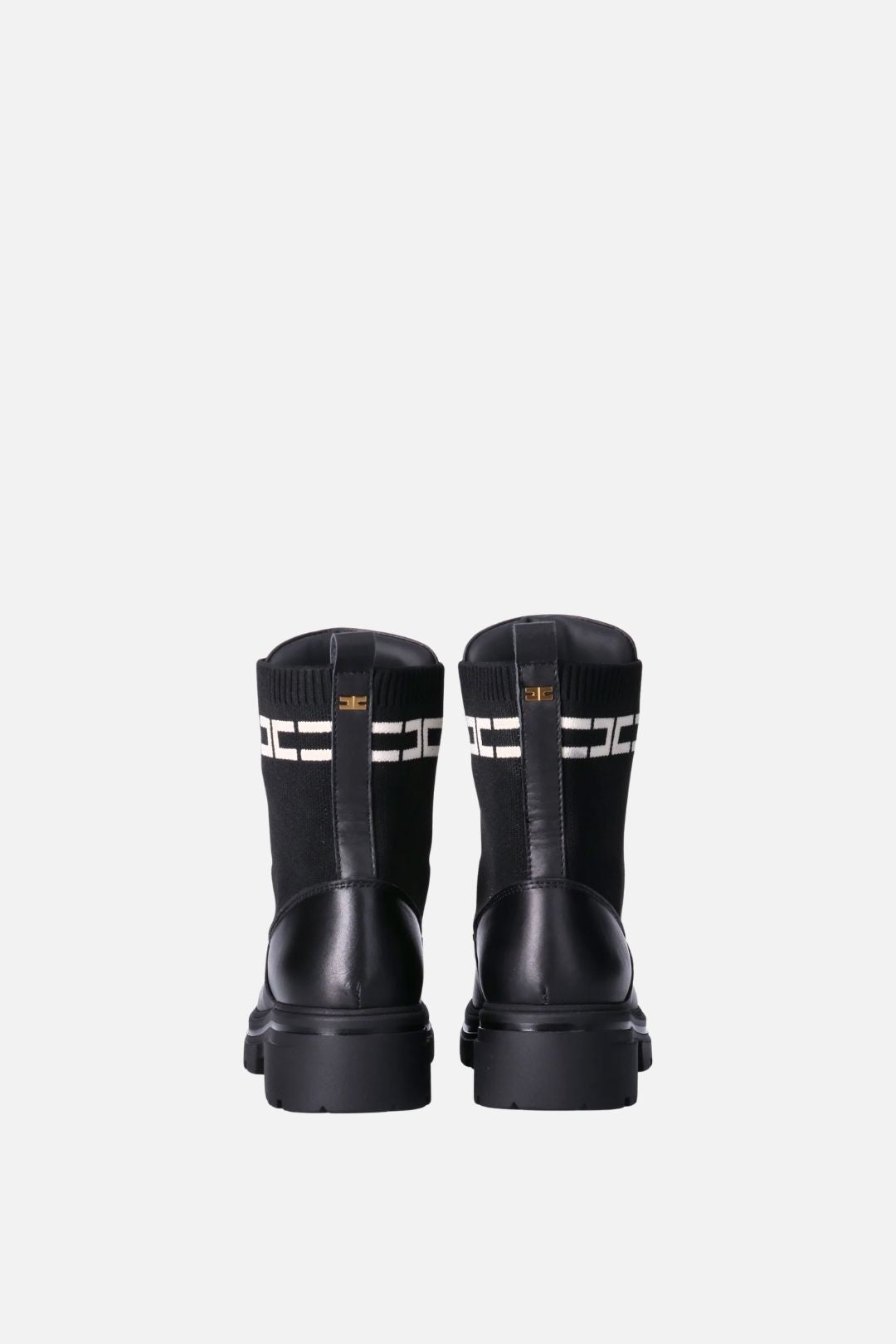 Elisabetta Franchi Bambina Stivaletti Anfibi con Logo a Contrasto F4A5-E0726-1316999- NERO