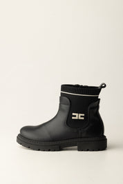 Elisabetta Franchi Bambina Stivaletti con Logo In Maglia F1A5-E0391-1316930- BLACK