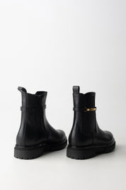 Elisabetta Franchi Bambina Stivaletti In Pelle con Dettaglio Logo Dorato F4A5-E0441-1251930- BLACK