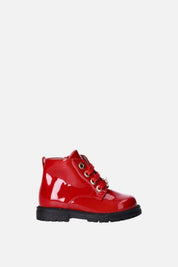 Elisabetta Franchi Bambina Stivaletti In Pelle Verniciata con Passalaccio Logo e Strass F1A5-E0690-0286R015 RED PASSIO