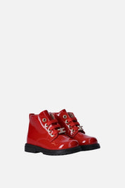 Elisabetta Franchi Bambina Stivaletti In Pelle Verniciata con Passalaccio Logo e Strass F1A5-E0690-0286R015 RED PASSIO