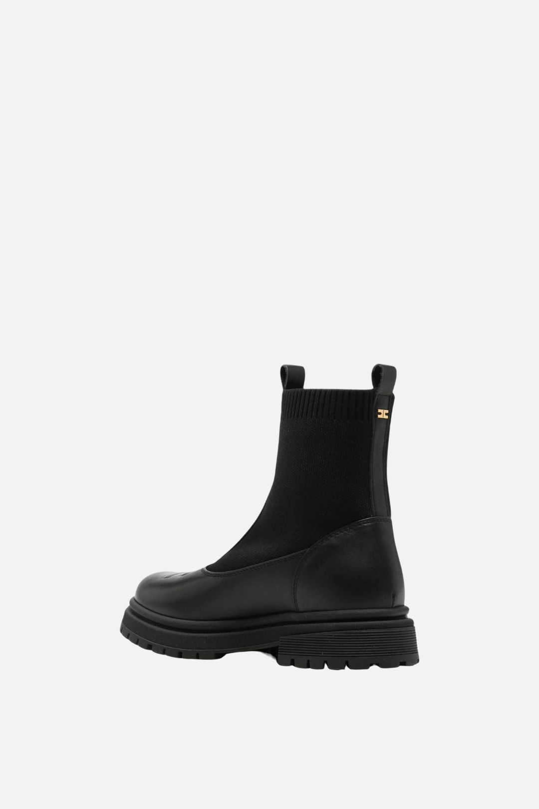 Elisabetta Franchi Bambina Stivaletti Sock Boot con Inserti e Logo Goffrato F4A5-E0713-1316999- NERO