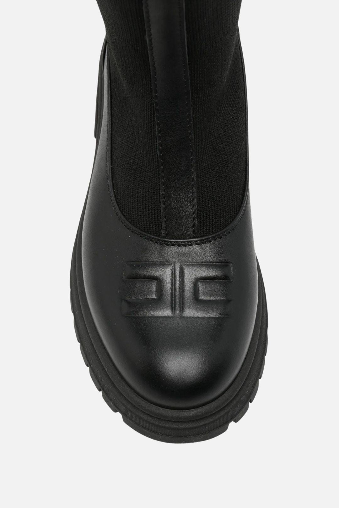 Elisabetta Franchi Bambina Stivaletti Sock Boot con Inserti e Logo Goffrato F4A5-E0713-1316999- NERO