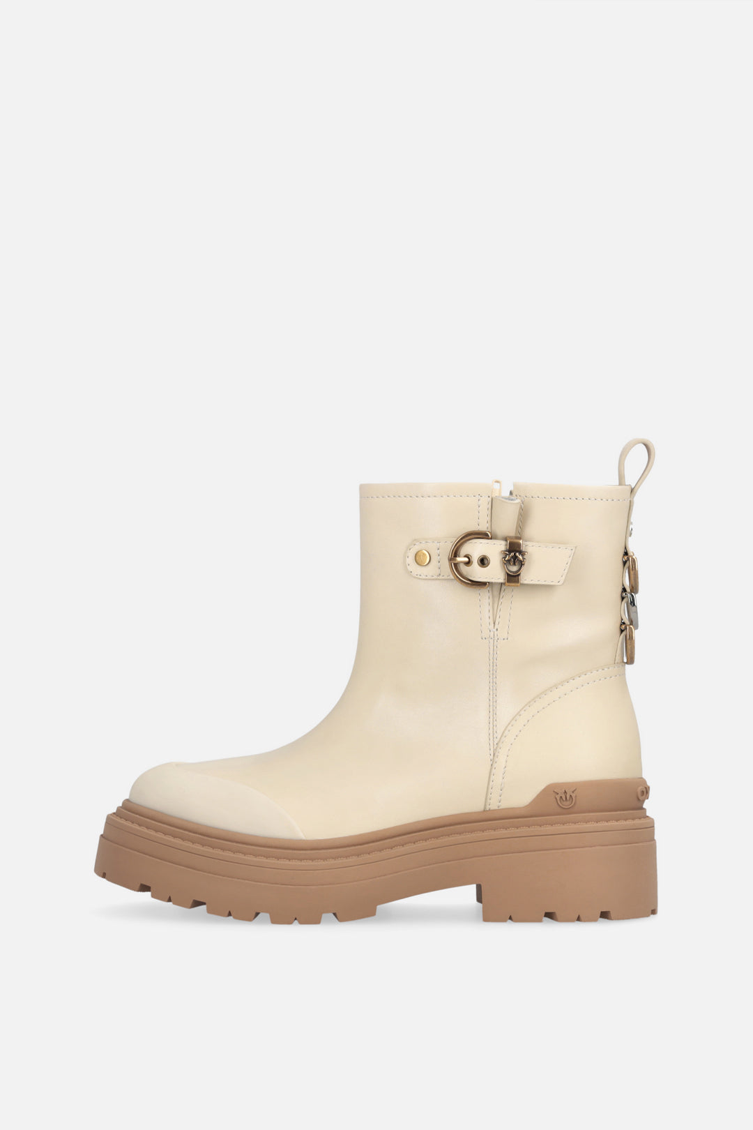 Pinko Stivaletto Mia In Pelle con Fibbia Love Birds SD0409P001DY7 YOGURT