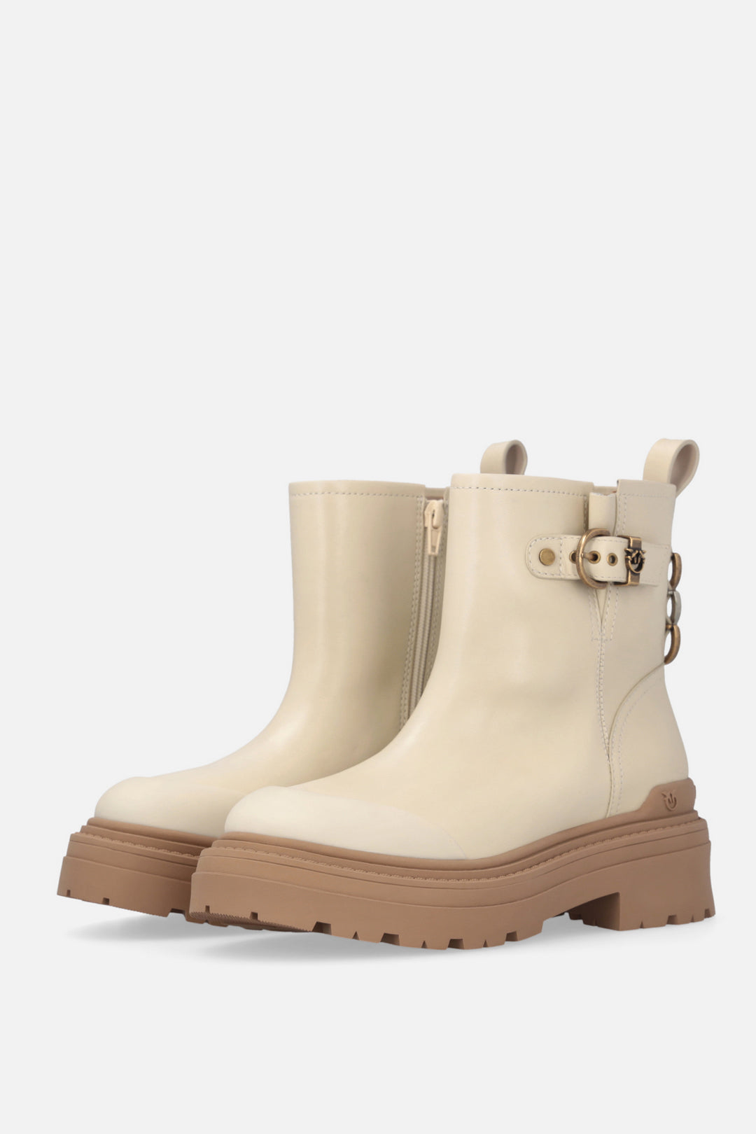 Pinko Stivaletto Mia In Pelle con Fibbia Love Birds SD0409P001DY7 YOGURT