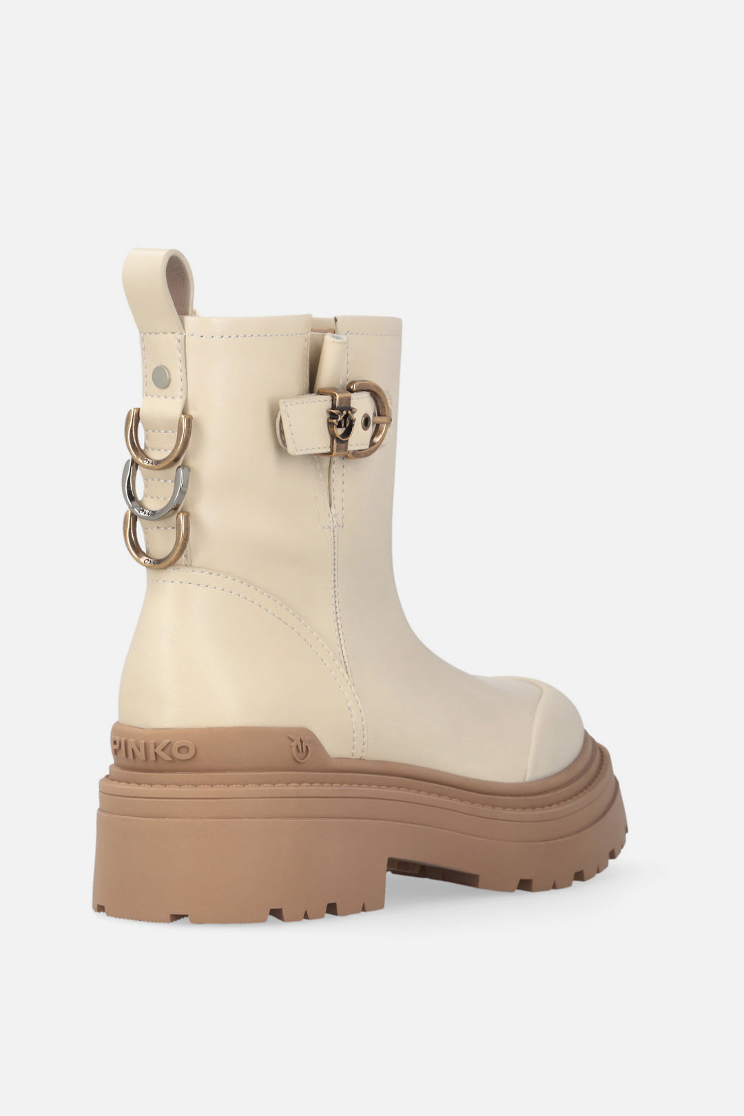 Pinko Stivaletto Mia In Pelle con Fibbia Love Birds SD0409P001DY7 YOGURT