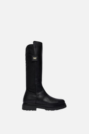 Elisabetta Franchi Bambina Stivali Al Ginocchio con Logo e Suola Carrarmato F4A6-E0709-1333999- NERO