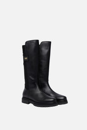 Elisabetta Franchi Bambina Stivali Al Ginocchio con Logo e Suola Carrarmato F4A6-E0709-1333999- NERO