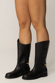 Elisabetta Franchi Bambina Stivali Alti con Dettaglio Logo F4A6-E0449-1251930- BLACK