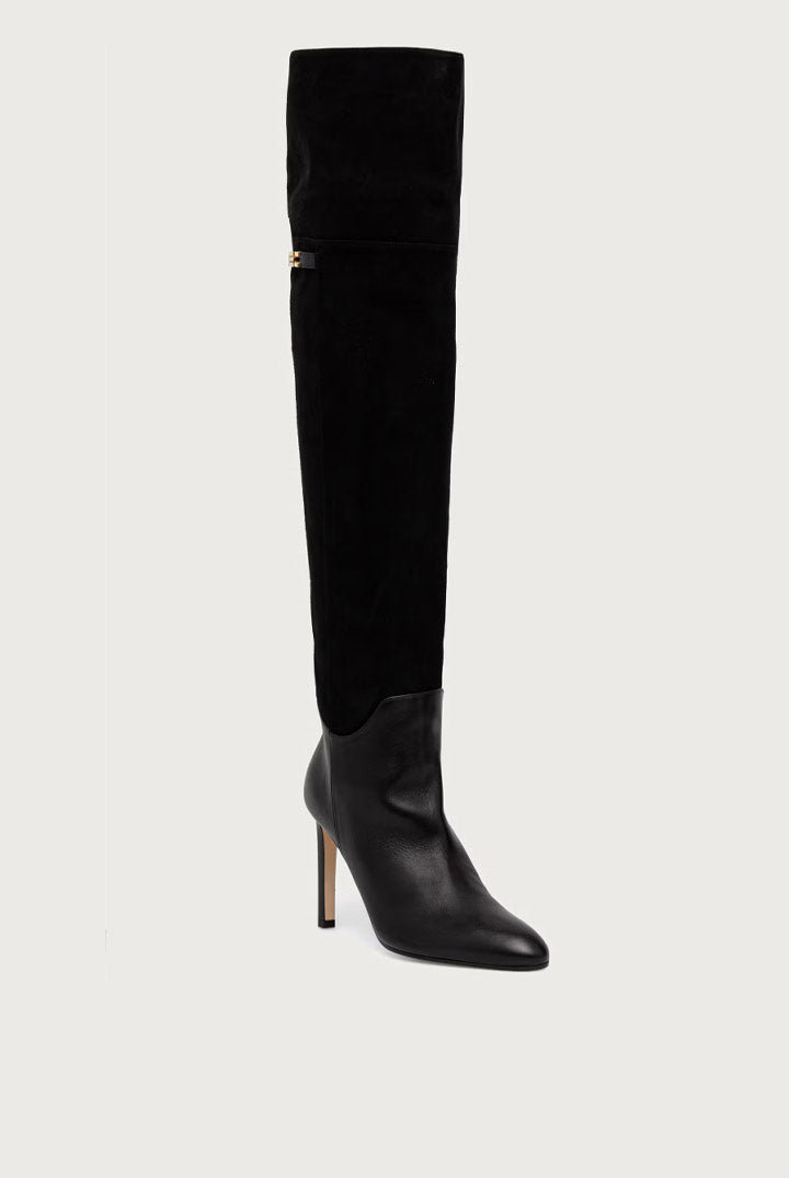 Elisabetta Franchi Stivali Cuissardes In Suede con Tacco Stiletto SA25L66E2 NERO