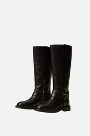 Twin-set Stivali In Pelle con Detatglio Logo 262TCP024 NERO