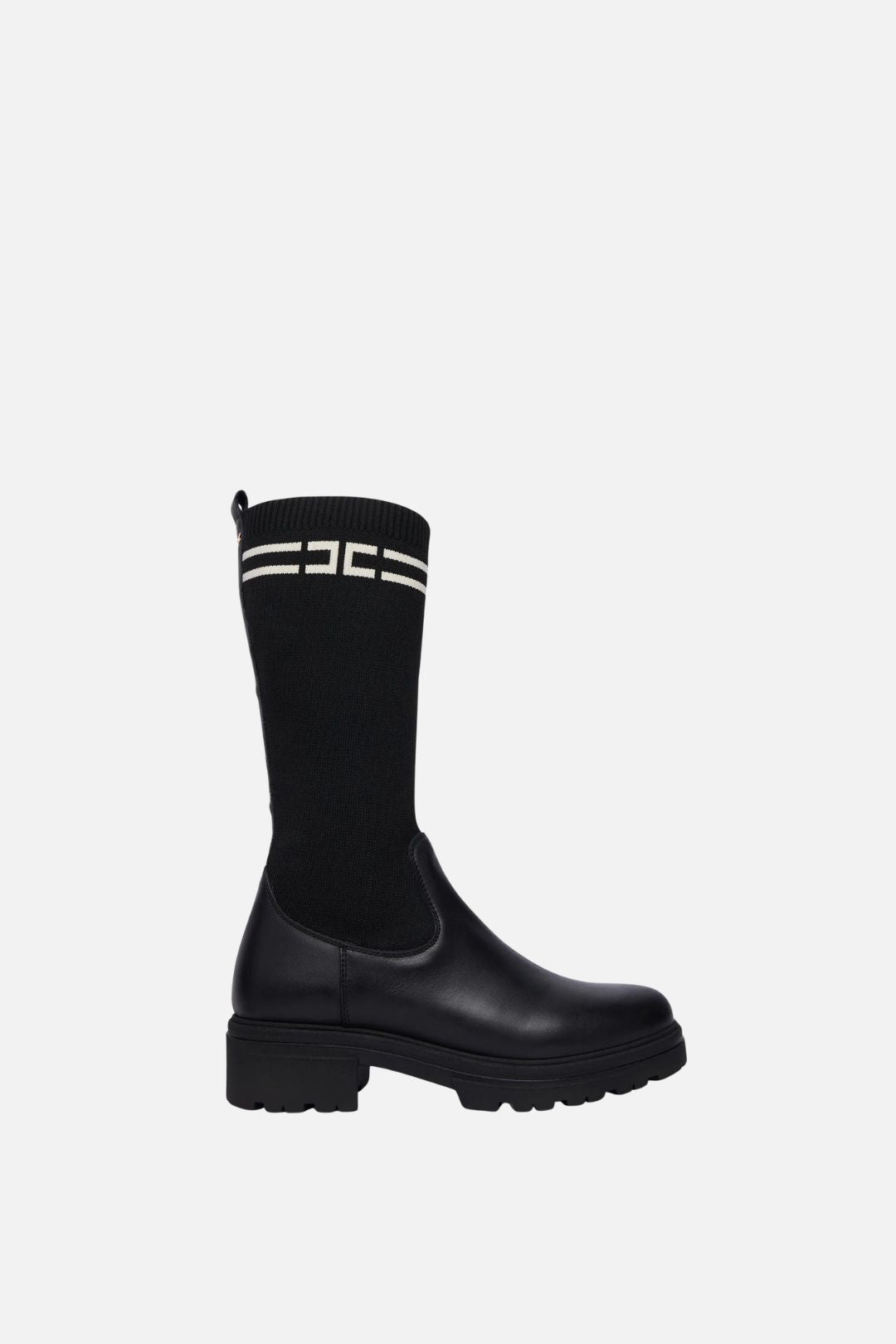 Elisabetta Franchi Bambina Stivali Slip On con Gambale In Maglia e Logo F4A6-E0731-1316999- NERO