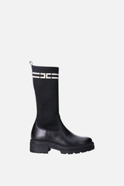 Elisabetta Franchi Bambina Stivali Slip On con Gambale In Maglia e Logo F4A6-E0731-1316999- NERO