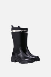 Elisabetta Franchi Bambina Stivali Slip On con Gambale In Maglia e Logo F4A6-E0731-1316999- NERO