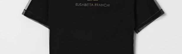 Elisabetta Franchi Bambina T-shirt a Doppio Strato con Logo Frontale EFTS2550JE006.N005