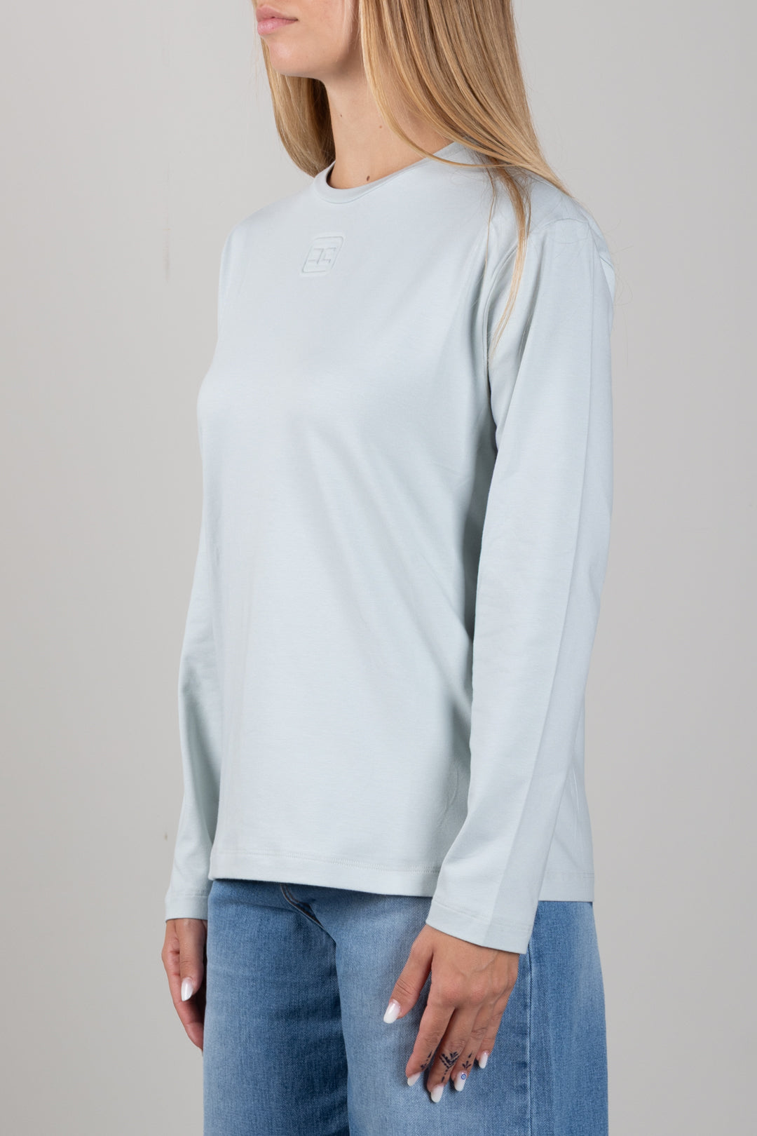 Elisabetta Franchi Bambina T-shirt a Maniche Lunghe con Logo Embossed EFTS272CJE018.1069
