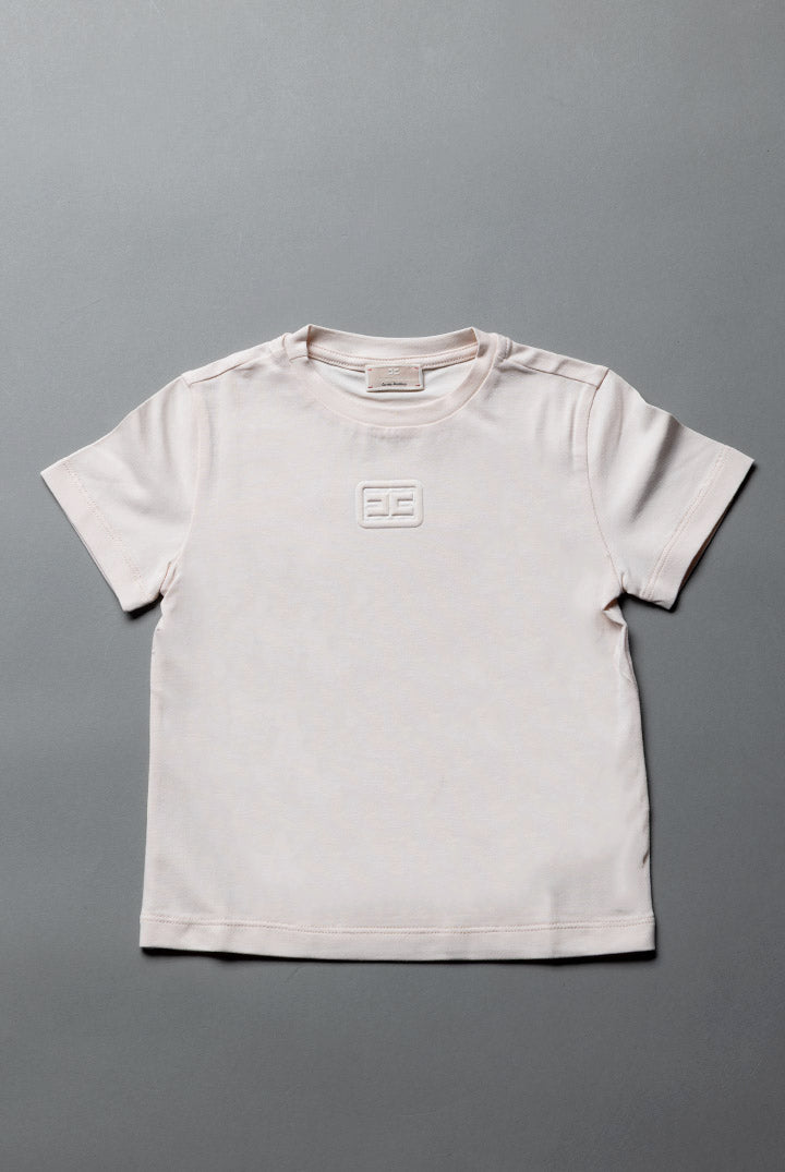 Elisabetta Franchi Bambina T-shirt Bambina In Cotone con Logo Ricamato Tono Su Tono EGTS115CJE018.C063