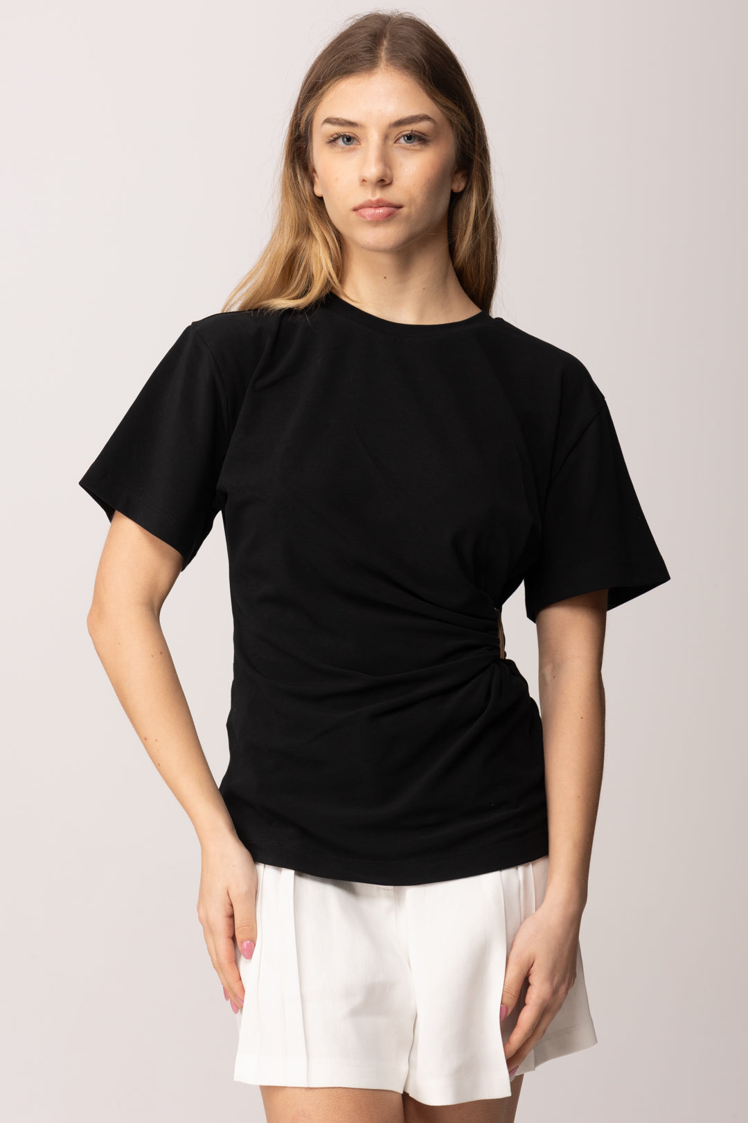 Pinko T-shirt con Drappeggio Laterale 106455 A35D Z99